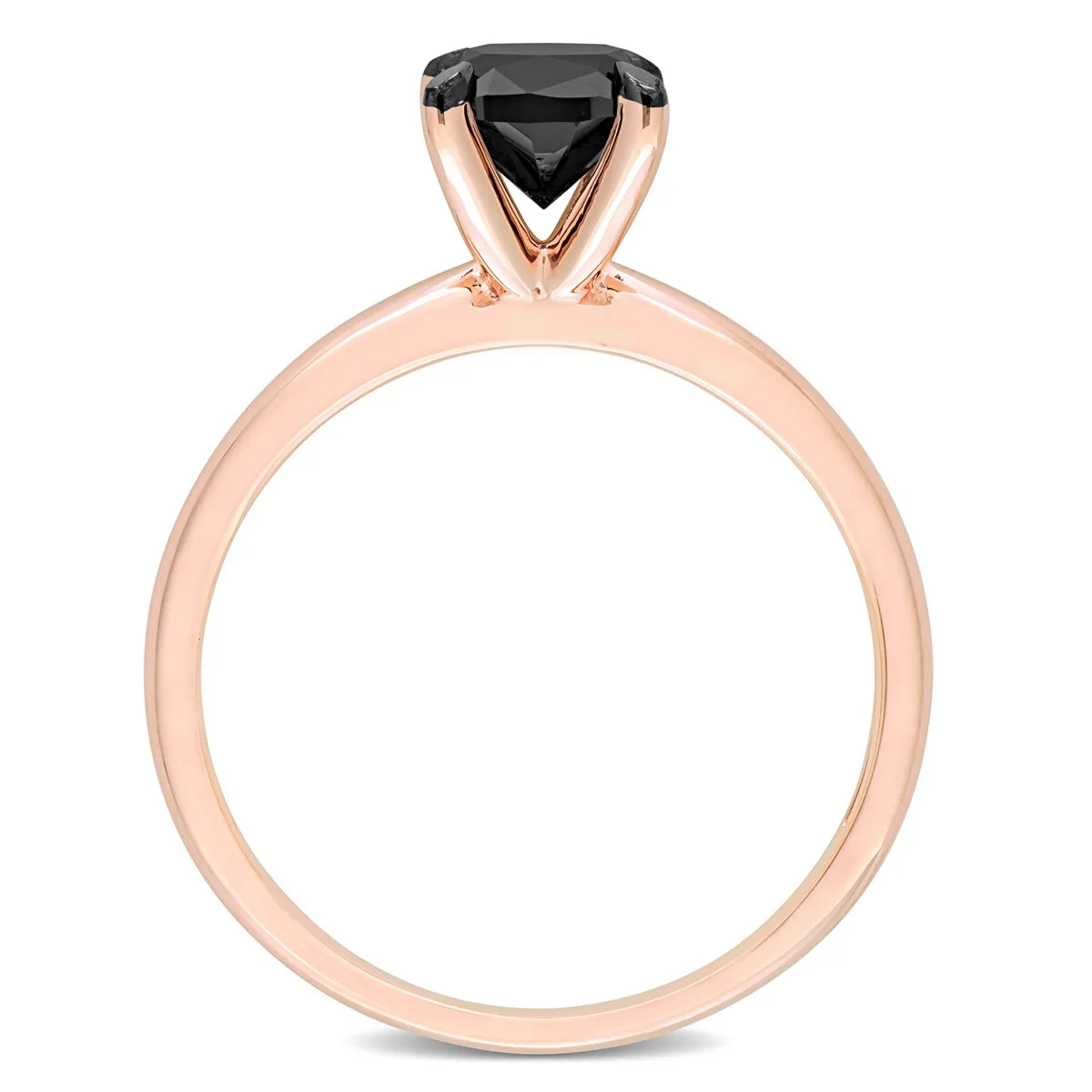 Miadora 1ct TDW Cushion-cut Black Diamond Solitaire Engagement Ring in 14k Rose Gold sold by Zulily product image thumbnail 5