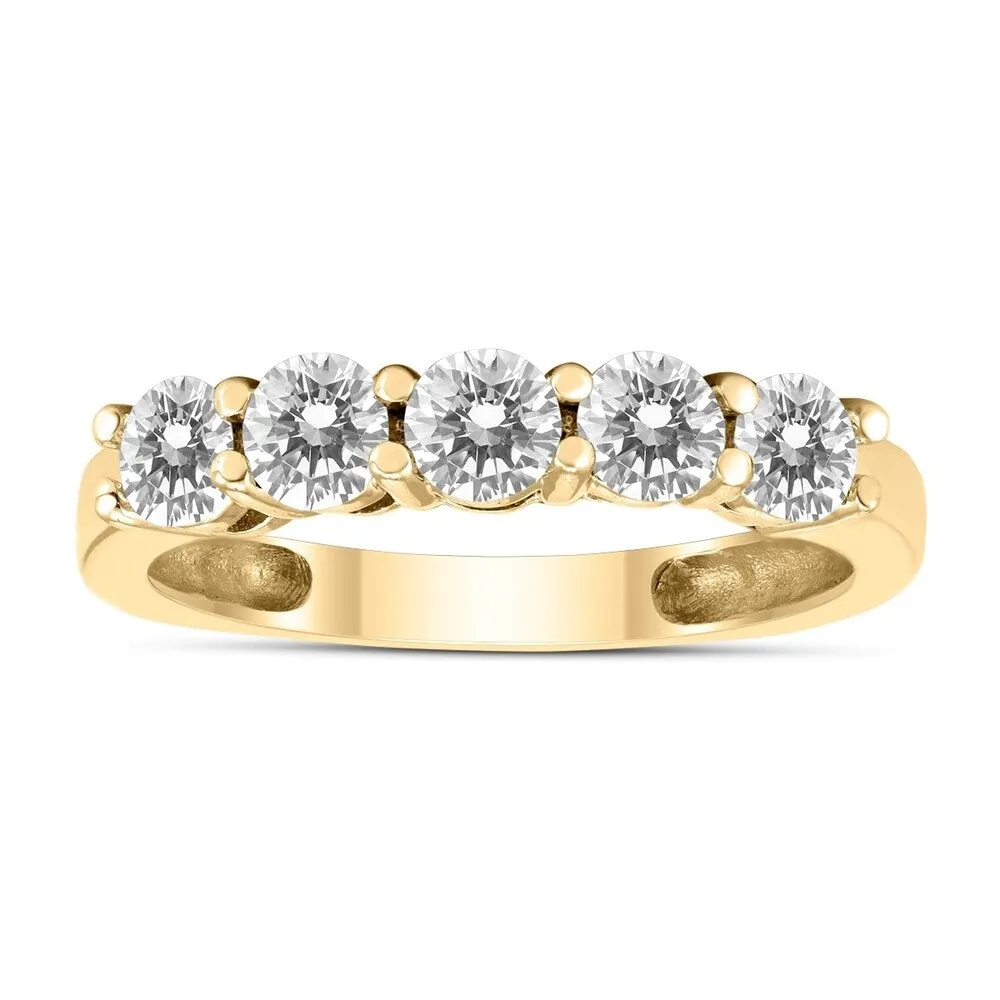 1 Carat TW Five Stone Diamond Wedding Band in 14K Yellow Gold sold by Zulily product image thumbnail 3