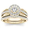 De Couer 14k Yellow Gold 3/4ct TDW Diamond Halo Bridal Set sold by Zulily