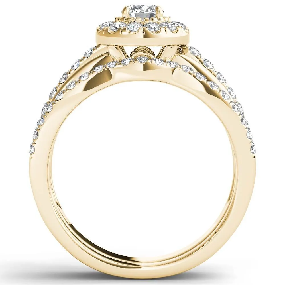 De Couer 14k Yellow Gold 3/4ct TDW Diamond Halo Bridal Set sold by Zulily product image thumbnail 3