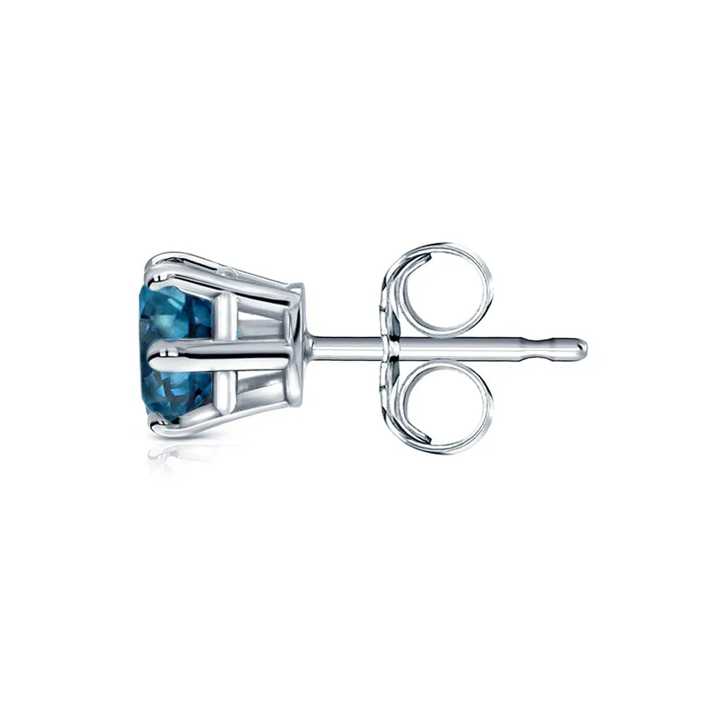 Auriya 14k Gold 3/4ct TDW Round 6-Prong SINGLE STUD (1) Blue Diamond Earring sold by Zulily product image thumbnail 5