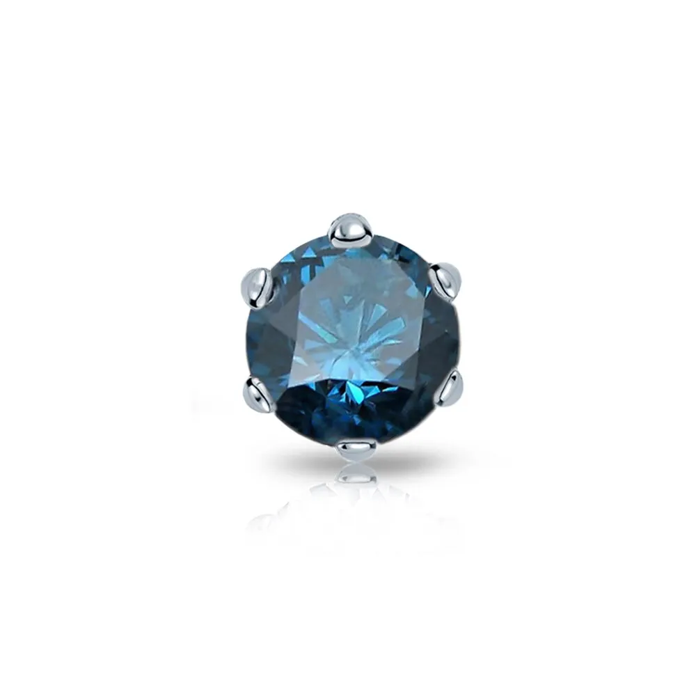 Auriya 14k Gold 3/4ct TDW Round 6-Prong SINGLE STUD (1) Blue Diamond Earring sold by Zulily product image thumbnail 4