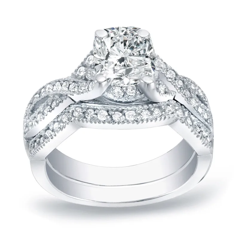 Auriya 14k Gold 1ctw Vintage Cushion-cut Diamond Engagement Ring Set sold by Zulily