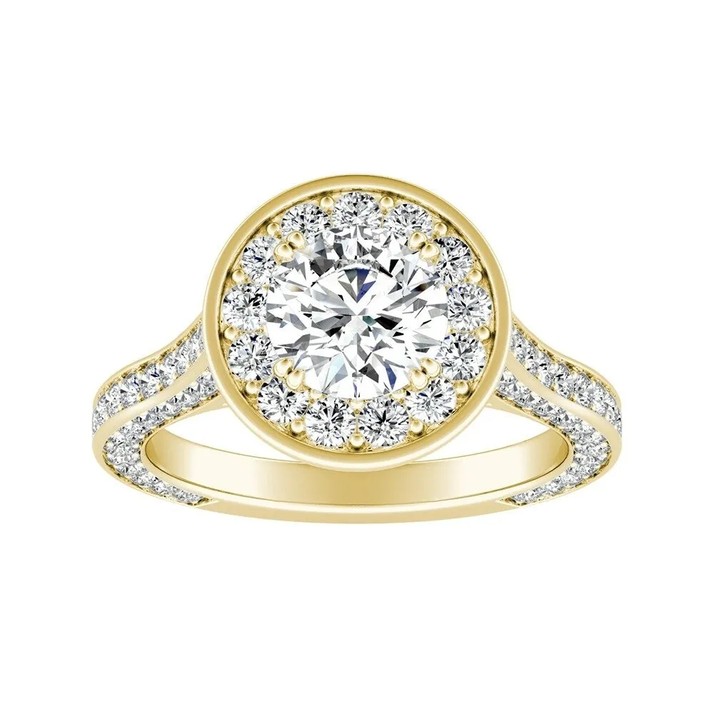 Auriya Round 1/2ct Moissanite and 1 1/4ctw Diamond Halo Engagement Ring 14K Gold sold by Zulily product image thumbnail 2