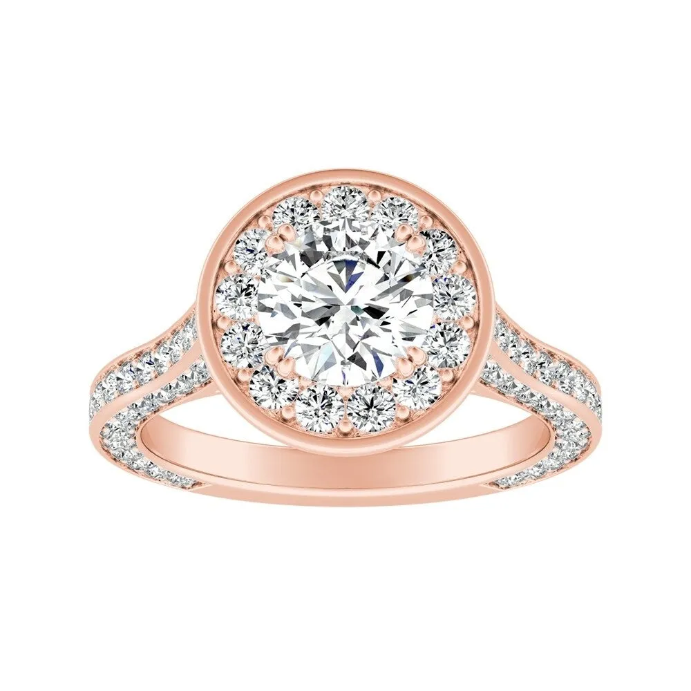 Auriya Round 1/2ct Moissanite and 1 1/4ctw Diamond Halo Engagement Ring 14K Gold sold by Zulily product image thumbnail 3