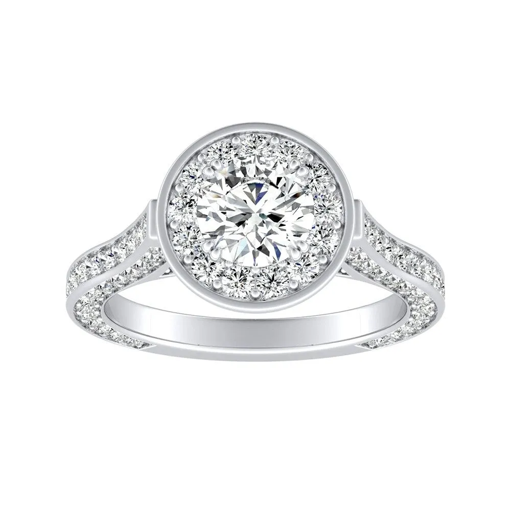 Auriya Round 1/2ct Moissanite and 1 1/4ctw Diamond Halo Engagement Ring 14K Gold sold by Zulily