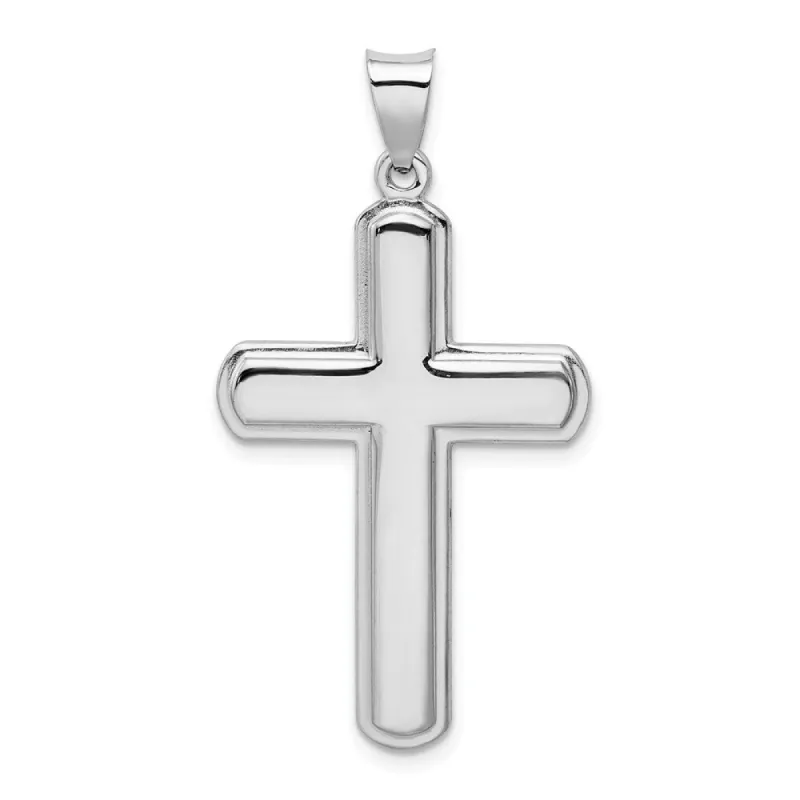 Curata 925 Sterling Silver 18" Rhodium plated Bordered Cross Pendant Necklace - 21.7mmx35mm sold by Zulily