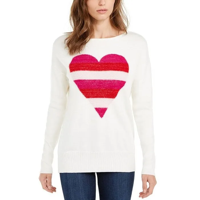 Maison Jules Women's Printed Long Sleeve Tunic Sweater White Size Medium sold by Zulily