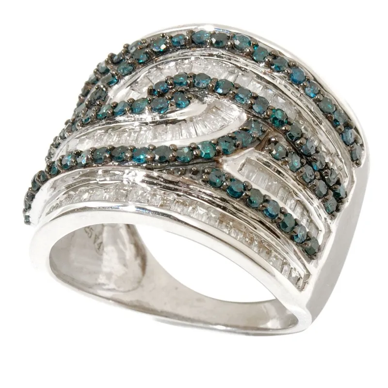 Sterling Silver Natural Blue and White Diamond Ring sold by Zulily