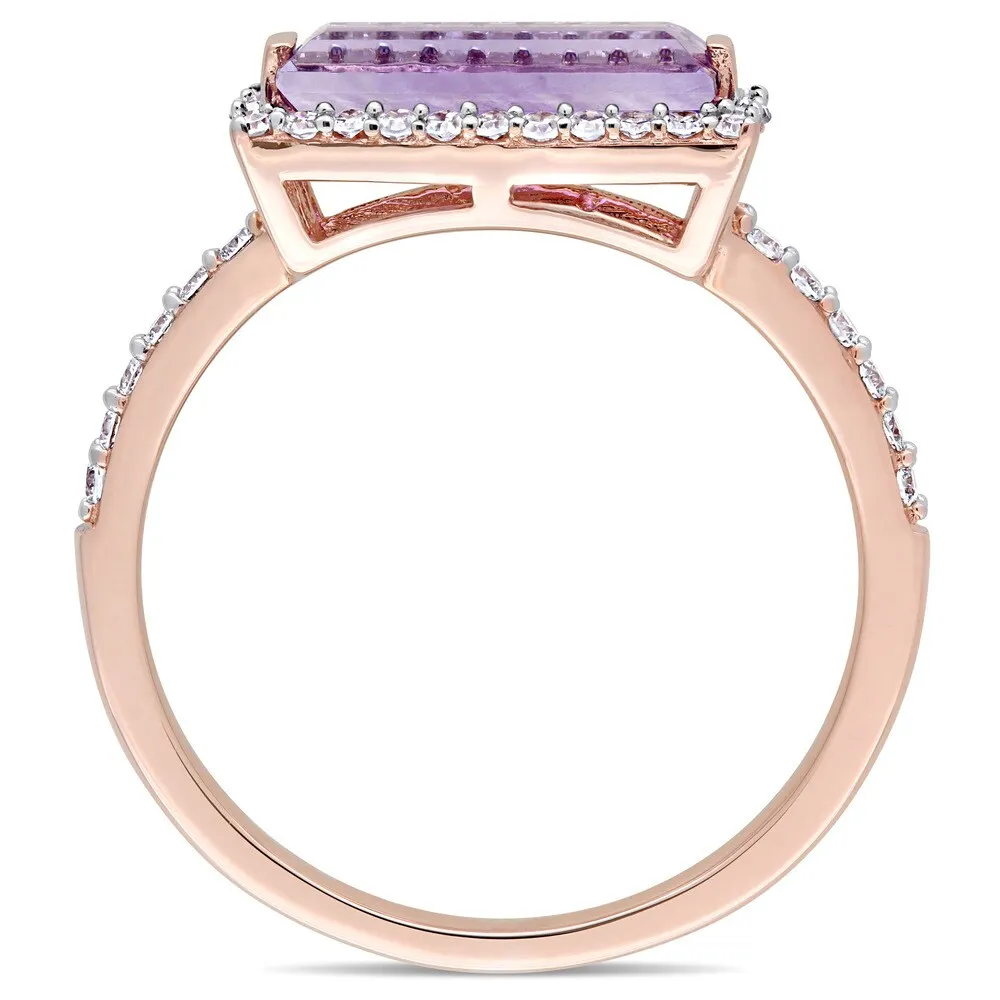 Miadora Signature Collection 14k Rose Gold African-Amethyst and 1/4ct TDW Diamond Bar Halo Ring - Purple sold by Zulily product image thumbnail 4