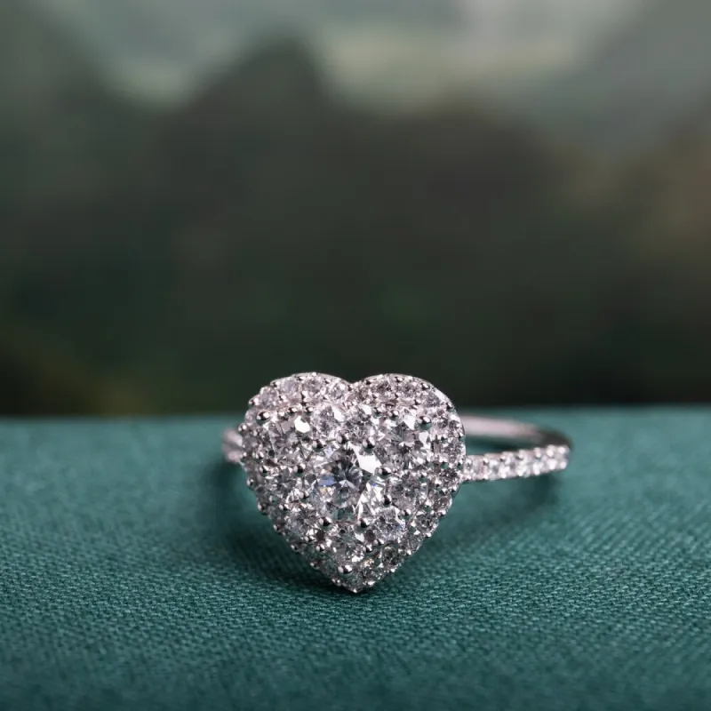 1ct TDW Diamond Composite Heart Halo Engagement Ring in 10k White Gold by Miadora sold by Zulily