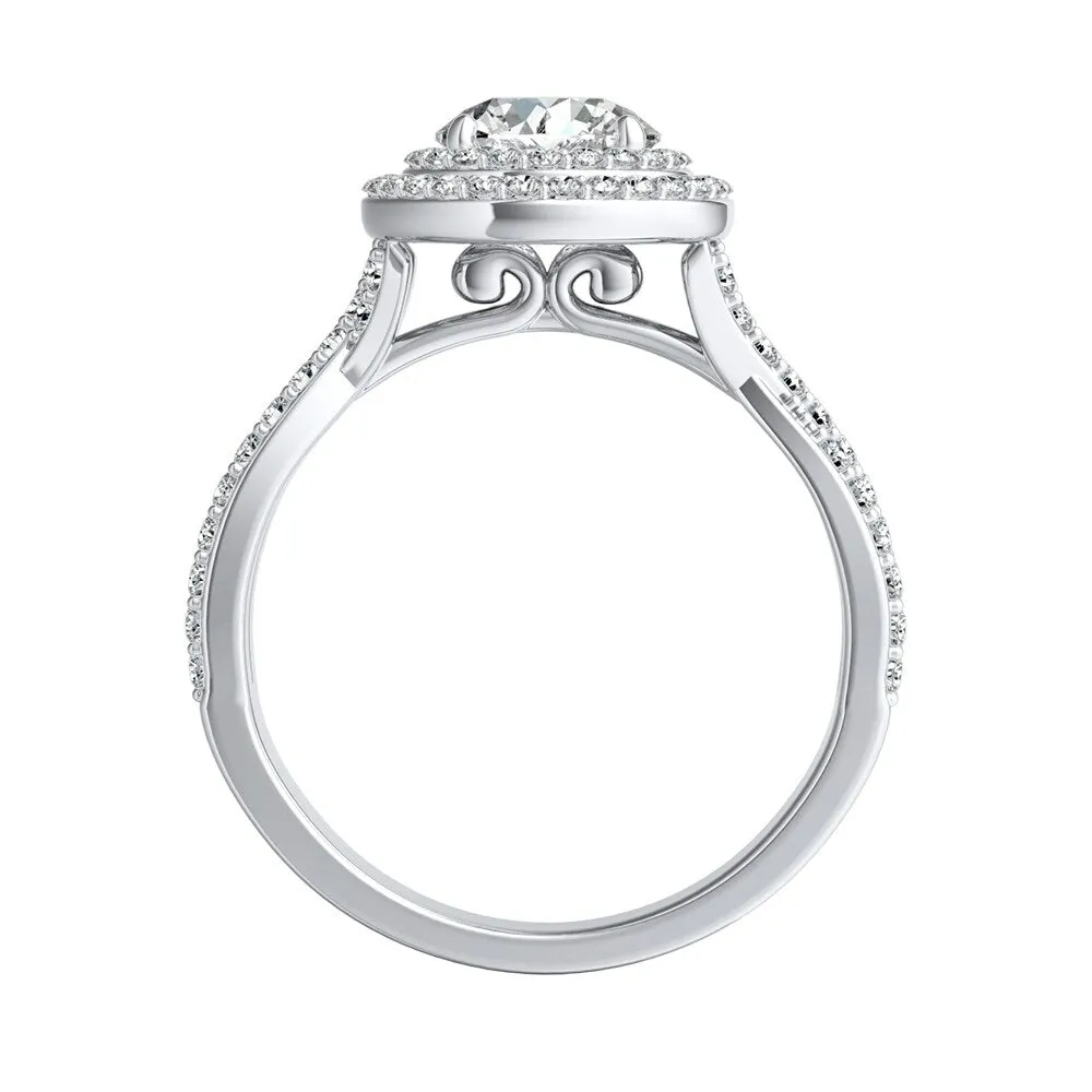 Auriya 14k Gold 3ct Round Moissanite and 3/8ct TDW Double Halo Diamond Engagement Ring sold by Zulily product image thumbnail 4