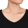 Miadora 11.5-12mm Cultured Freshwater Pearl and Diamond Leaf Pendant with Singapore Chain in 10k Rose Gold sold by Zulily