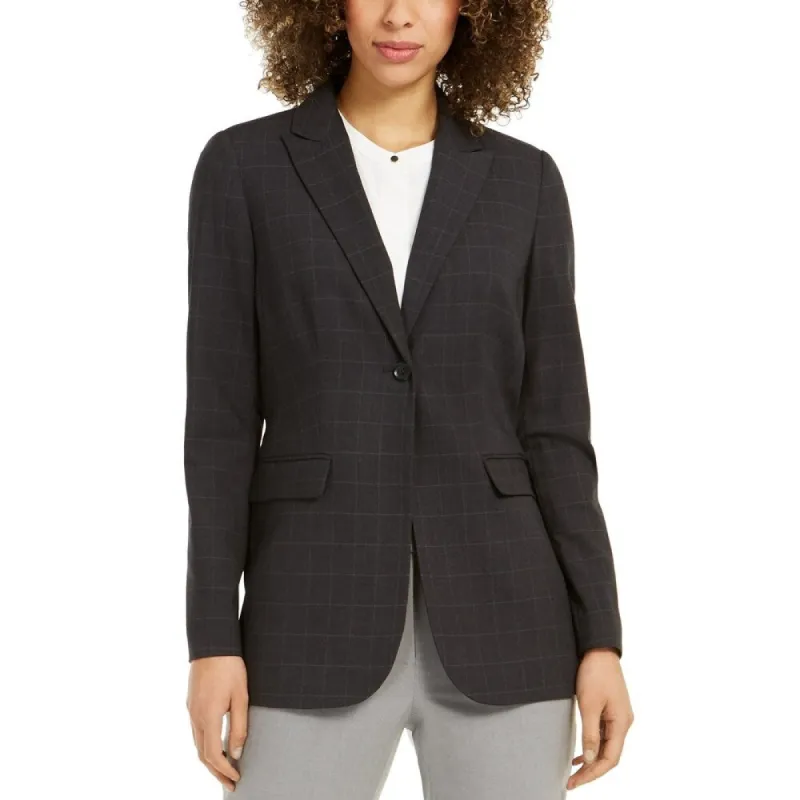 Calvin Klein Women's Windowpane Plaid Jacket Black Size 0 sold by Zulily
