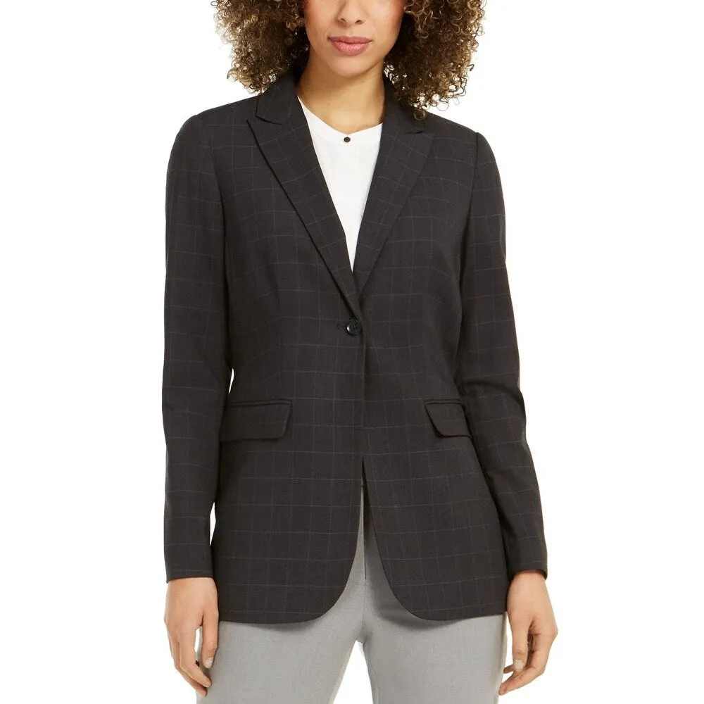 Calvin Klein Women's Windowpane Plaid Jacket Black Size 0 sold by Zulily