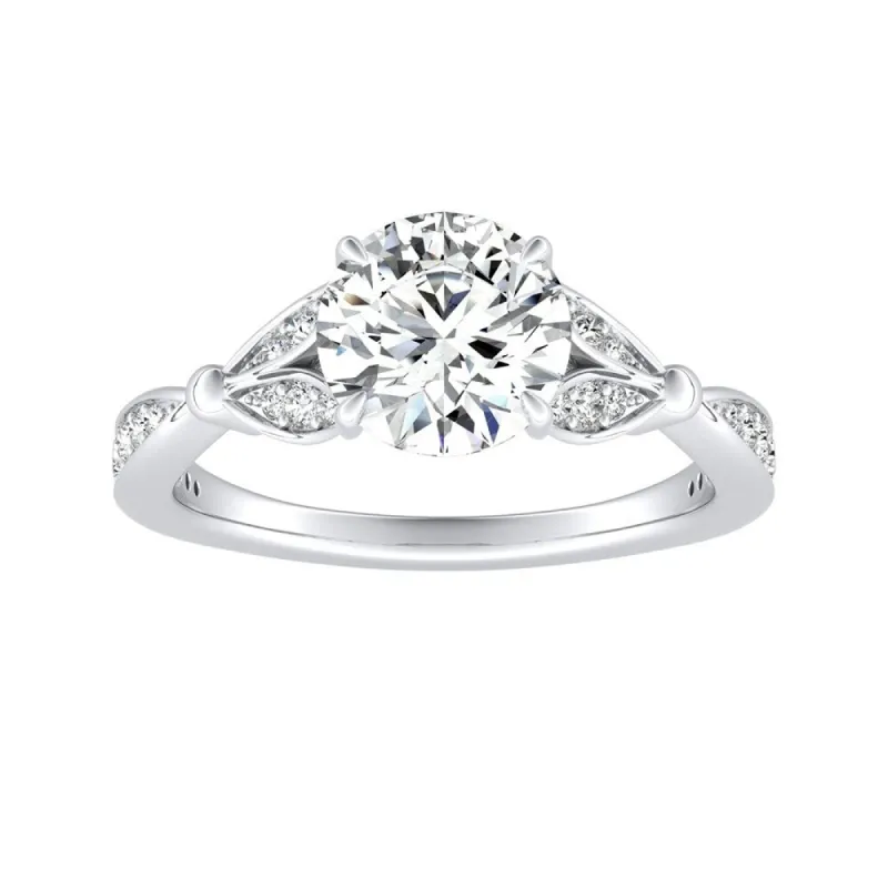 Auriya Vintage Floral 1 1/2ct Round Moissanite and 1/4ctw Diamond Engagement Ring 14K Gold sold by Zulily