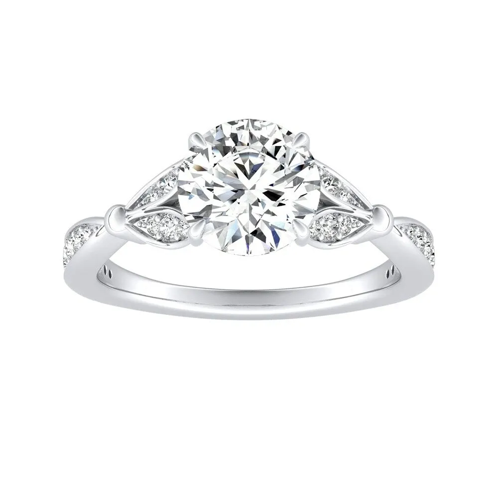 Auriya Vintage Floral 1 1/2ct Round Moissanite and 1/4ctw Diamond Engagement Ring 14K Gold sold by Zulily