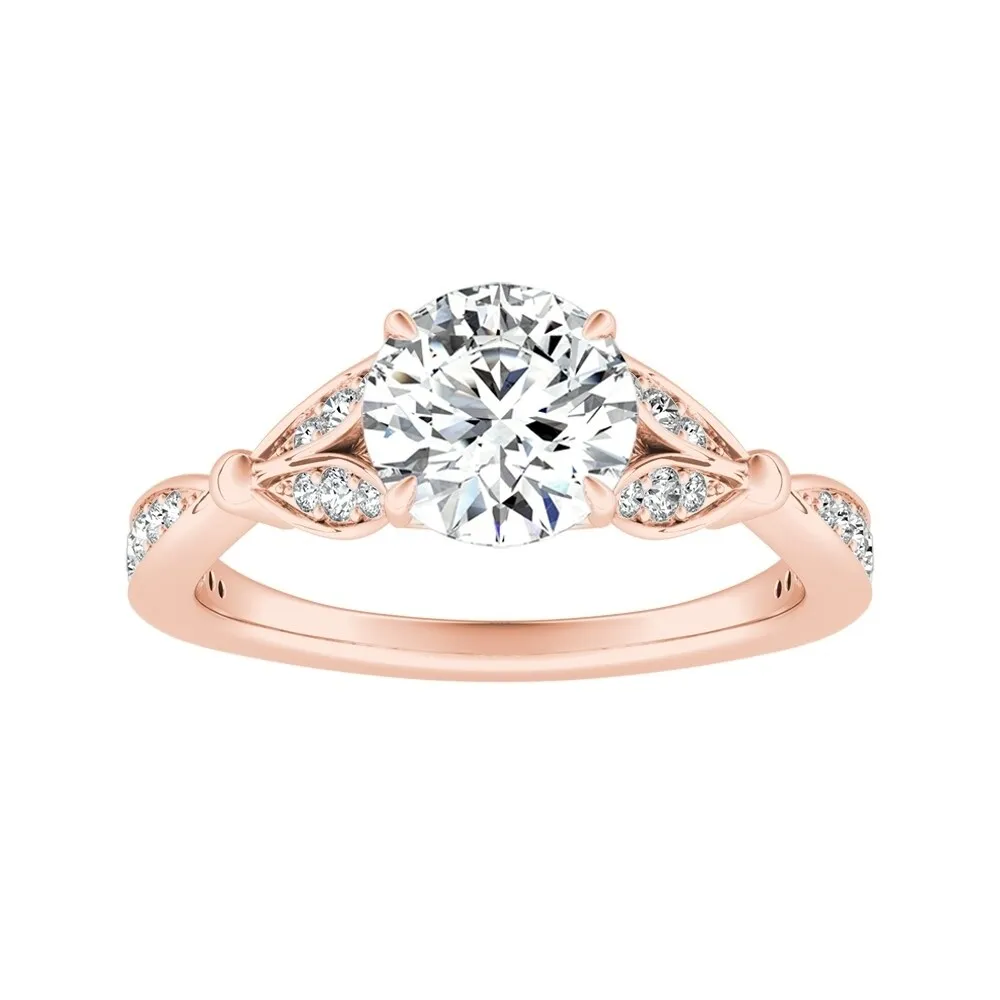 Auriya Vintage Floral 1 1/2ct Round Moissanite and 1/4ctw Diamond Engagement Ring 14K Gold sold by Zulily product image thumbnail 3