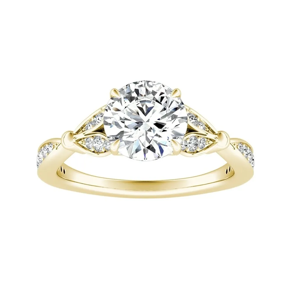 Auriya Vintage Floral 1 1/2ct Round Moissanite and 1/4ctw Diamond Engagement Ring 14K Gold sold by Zulily product image thumbnail 2