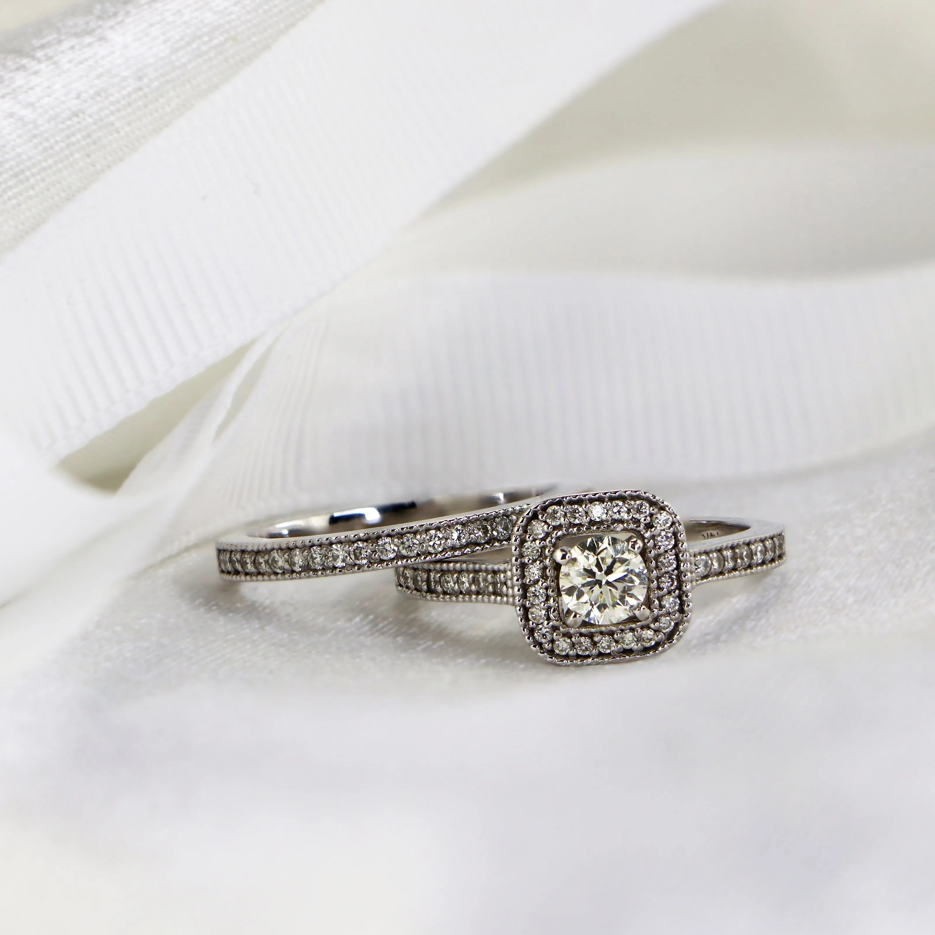 Auriya 14k Gold 1ctw Vintage Halo Diamond Engagement Ring Set sold by Zulily product image thumbnail 3