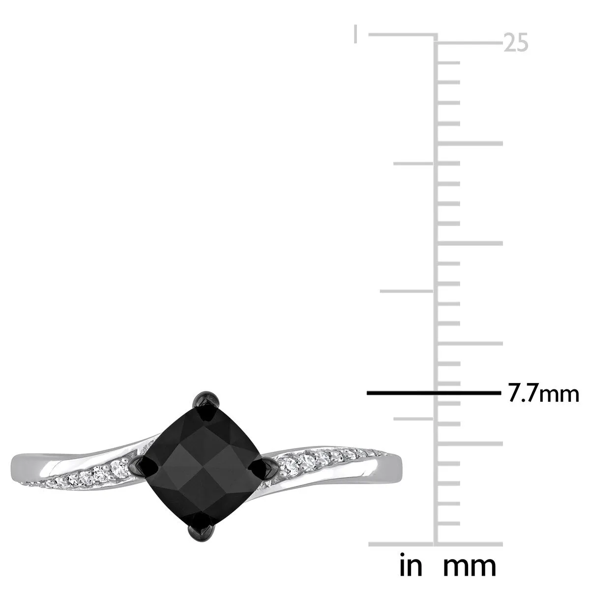 Miadora 1ct TDW Cushion-cut Black & White Diamond Bypass Engagement Ring in 10k White Gold sold by Zulily product image thumbnail 5