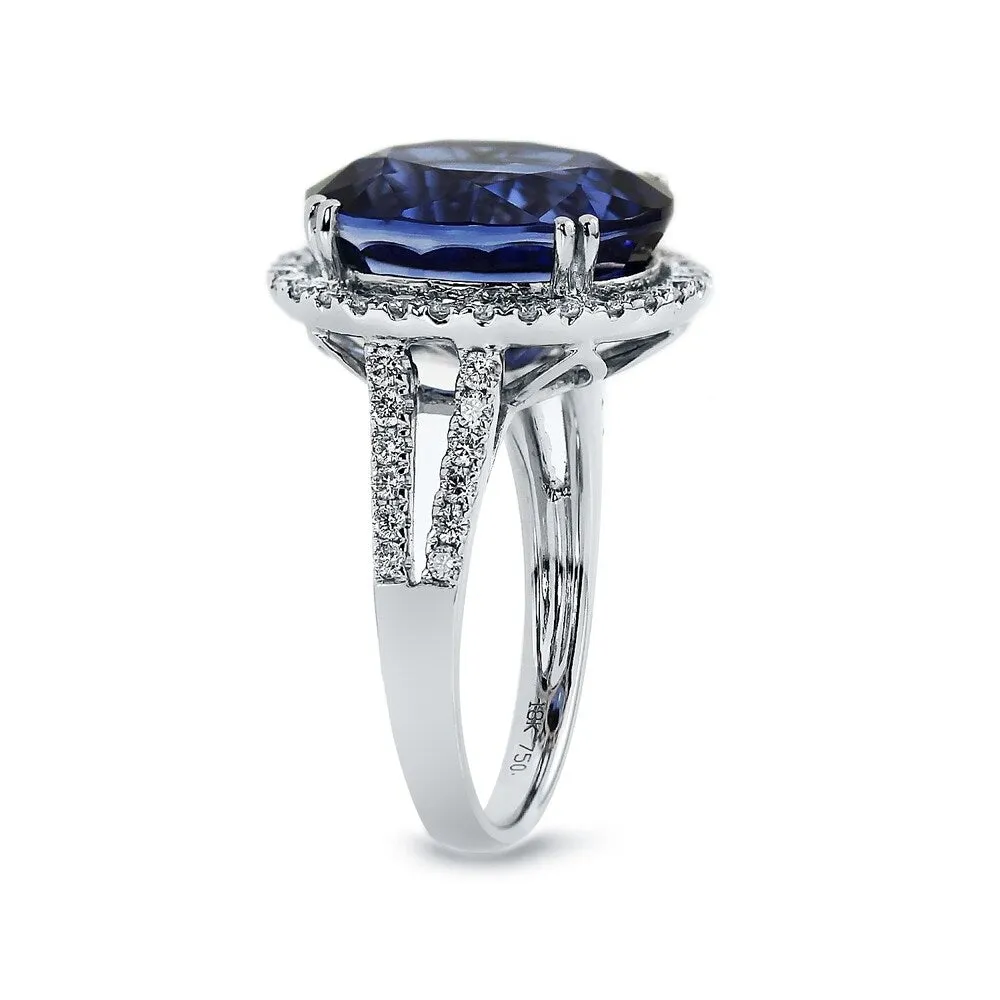 Auriya 18k Gold 12 3/8ct Blue Sapphire and 5/8ctw Halo Diamond Engagement Ring sold by Zulily product image thumbnail 5