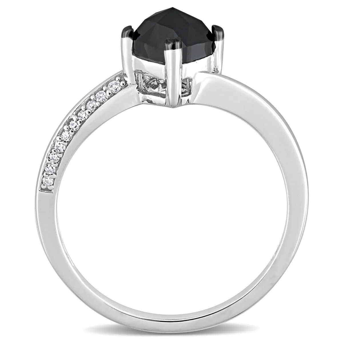 Miadora 1ct TDW Cushion-cut Black & White Diamond Bypass Engagement Ring in 10k White Gold sold by Zulily product image thumbnail 4