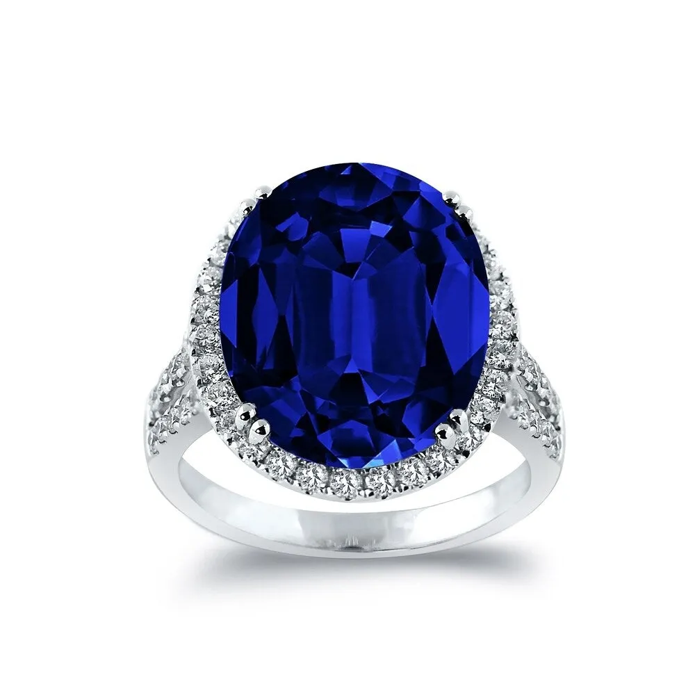 Auriya 18k Gold 12 3/8ct Blue Sapphire and 5/8ctw Halo Diamond Engagement Ring sold by Zulily product image thumbnail 4