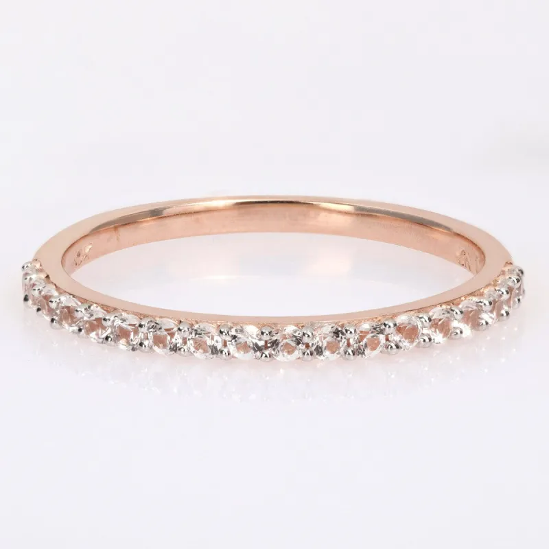 Miadora Created White Sapphire Stackable Anniversary Wedding Band in 10k Rose Gold sold by Zulily