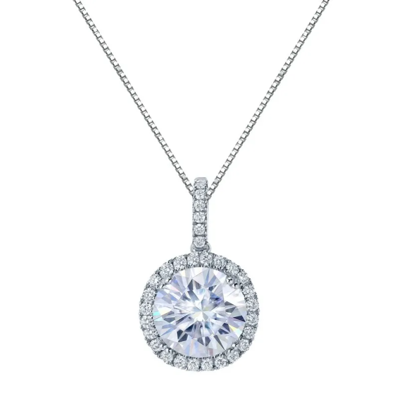 Auriya 14k Gold 3 1/2ct Halo Moissanite and Diamond Necklace 1/3ct TDW sold by Zulily