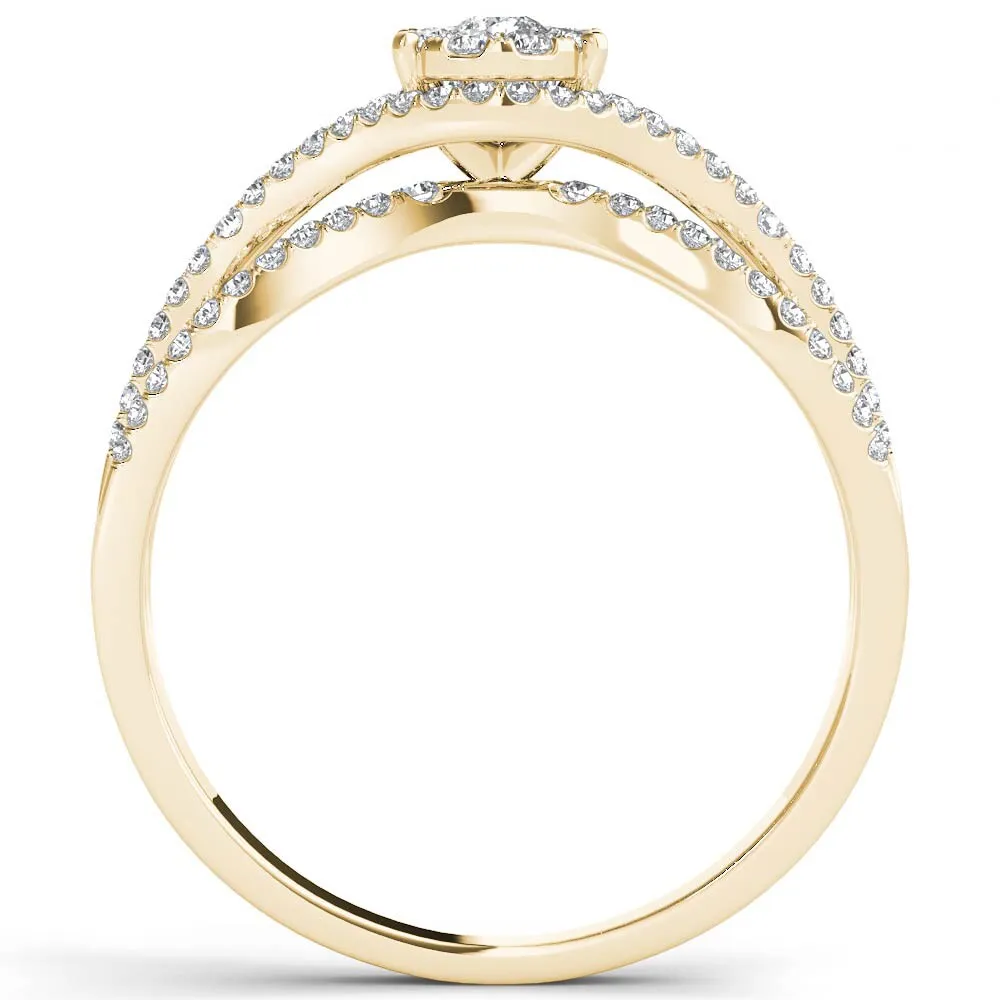 De Couer IGI Certified 10k Yellow Gold 1/2ct TDW Diamond Halo Engagement Ring sold by Zulily product image thumbnail 3