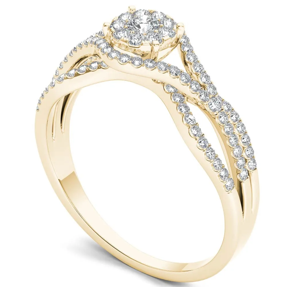 De Couer IGI Certified 10k Yellow Gold 1/2ct TDW Diamond Halo Engagement Ring sold by Zulily product image thumbnail 2