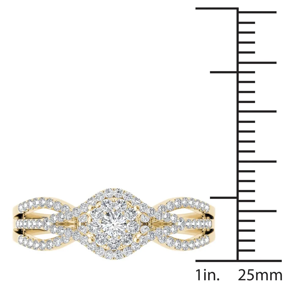 De Couer IGI Certified 10k Yellow Gold 1/2ct TDW Diamond Halo Engagement Ring sold by Zulily product image thumbnail 4