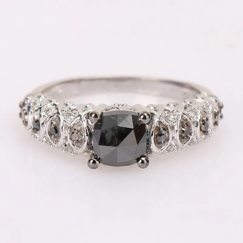 Miadora 10k White Gold with Black Rhodium 1 1/6ct TDW Black & White Diamond Vintage Engagement Ring sold by Zulily
