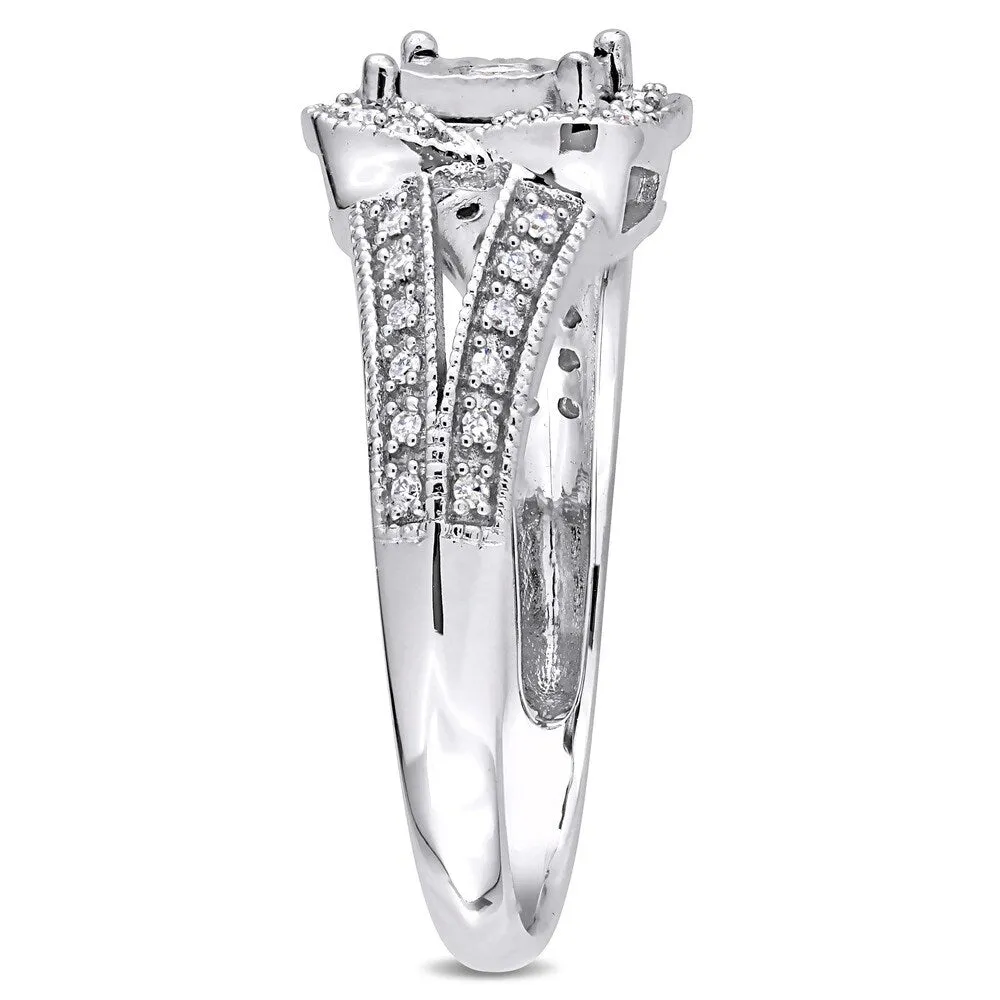 Miadora Signature Collection 10k White Gold 1/5ct TDW Diamond Twisted Square Halo Engagement Ring sold by Zulily product image thumbnail 2
