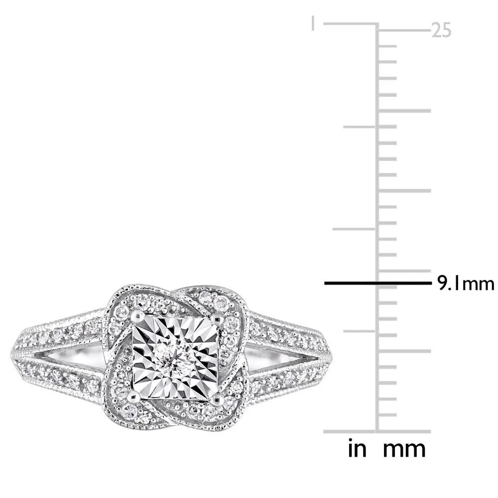 Miadora Signature Collection 10k White Gold 1/5ct TDW Diamond Twisted Square Halo Engagement Ring sold by Zulily product image thumbnail 4