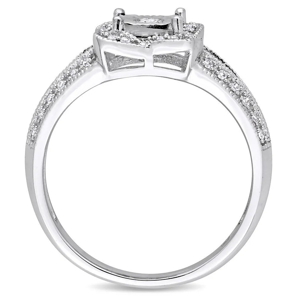 Miadora Signature Collection 10k White Gold 1/5ct TDW Diamond Twisted Square Halo Engagement Ring sold by Zulily product image thumbnail 3