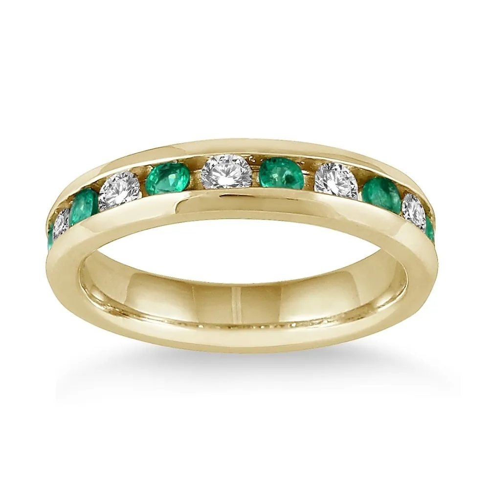 3/4 Carat Emerald and Diamond Band in 14k Yellow Gold sold by Zulily