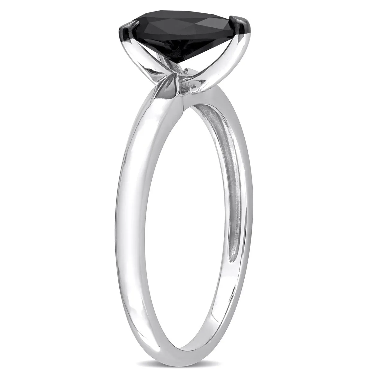 Miadora 1ct TDW Pear-cut Black Diamond Solitaire Engagement Ring in 14k White Gold sold by Zulily product image thumbnail 4