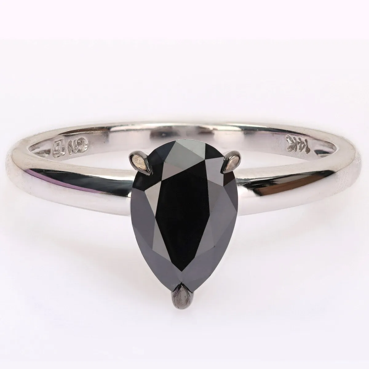 Miadora 1ct TDW Pear-cut Black Diamond Solitaire Engagement Ring in 14k White Gold sold by Zulily