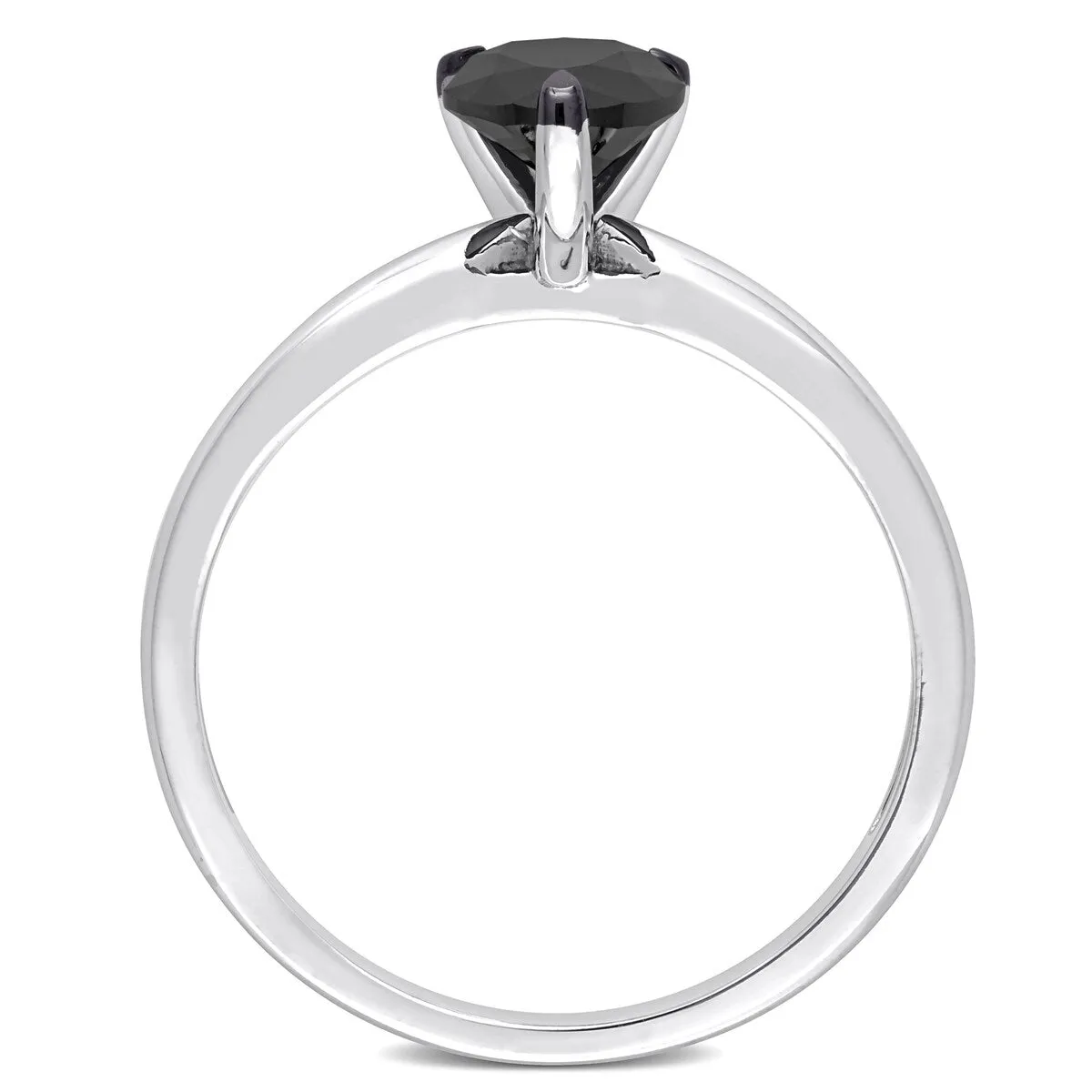 Miadora 1ct TDW Pear-cut Black Diamond Solitaire Engagement Ring in 14k White Gold sold by Zulily product image thumbnail 5