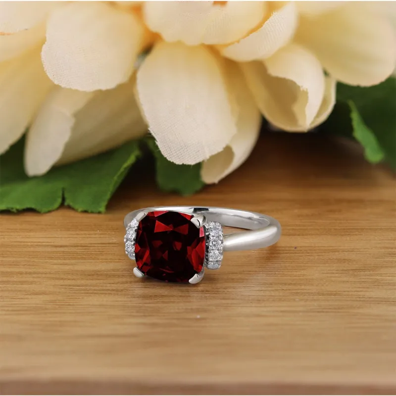 Auriya Unique 3 3/8ct Cushion-cut Garnet and Diamond Engagement Ring 1/5cttw 14k Gold sold by Zulily