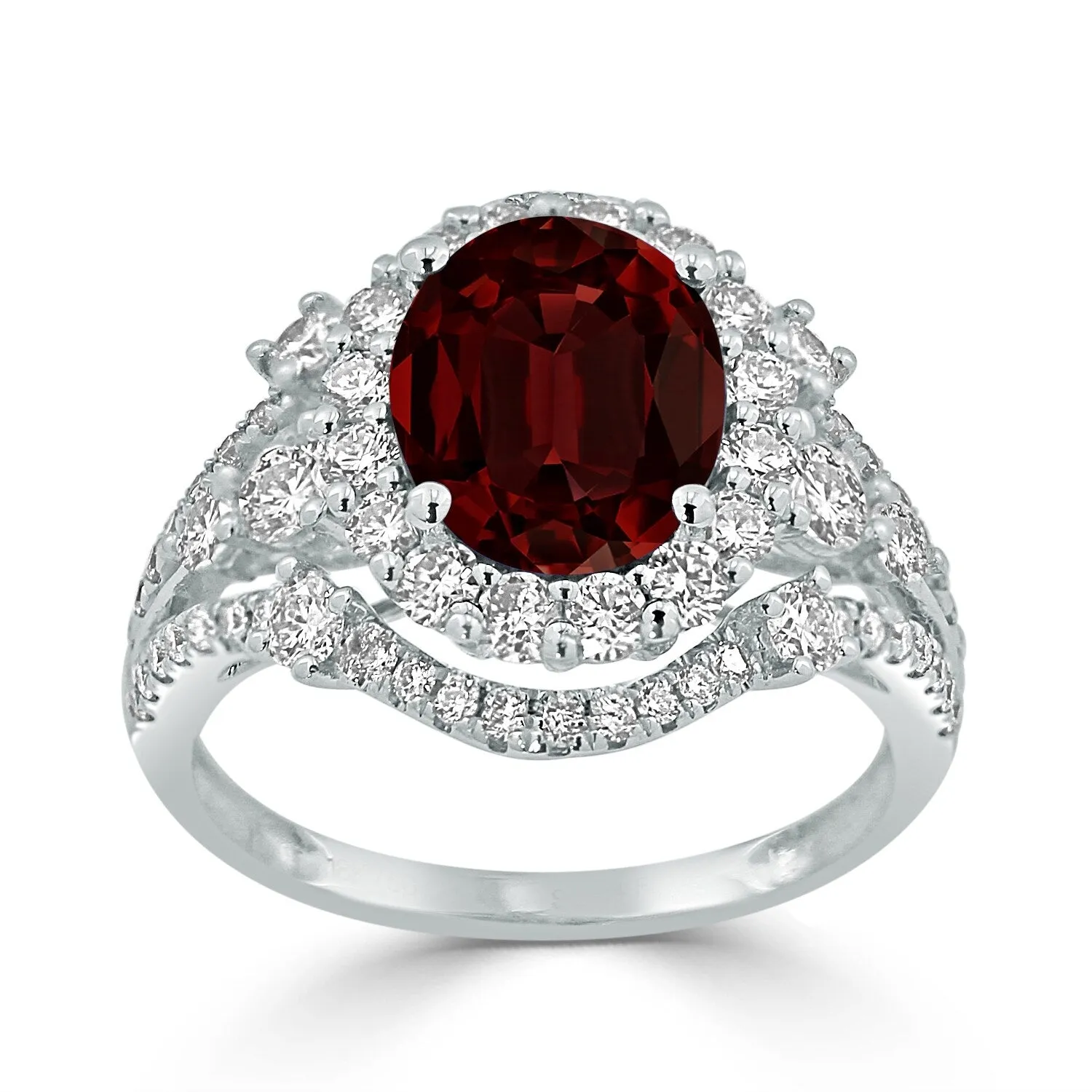 Auriya Vintage 2 7/8ct Oval Red Garnet and Halo Diamond Ring 1 1/5ctw 18K Gold sold by Zulily