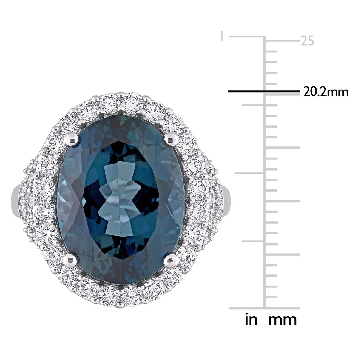 Miadora 14k White Gold 12CT TGW London-Blue Topaz and 1 2/5ct TDW Diamond Halo Cocktail Ring sold by Zulily product image thumbnail 5