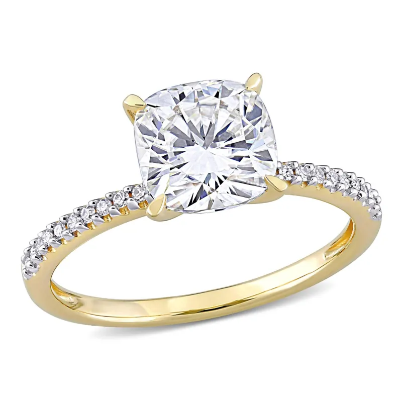 2ct TGW Moissanite and 1/10ct TDW Diamond Engagement Ring in 14k Yellow Gold by Miadora sold by Zulily