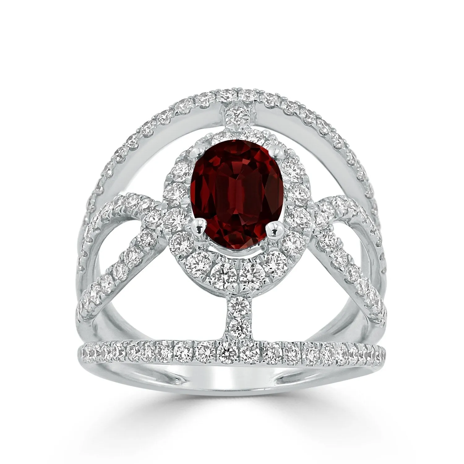 Auriya Modern 7/8ct Oval-cut Red Garnet and Diamond Ring 1ctw 18K Gold sold by Zulily