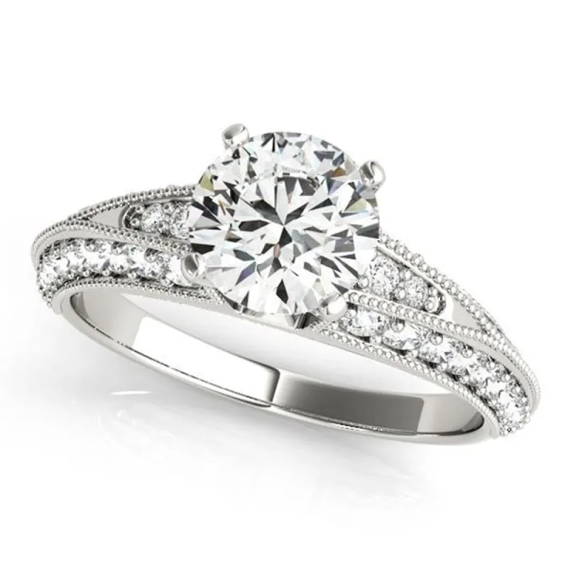 Auriya 14k Gold Vintage 4ct Round Moissanite and 1/2ctw Diamond Engagement Ring sold by Zulily