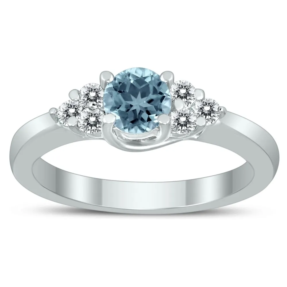 5MM Aquamarine and Diamond Cynthia Ring in 10K White Gold sold by Zulily