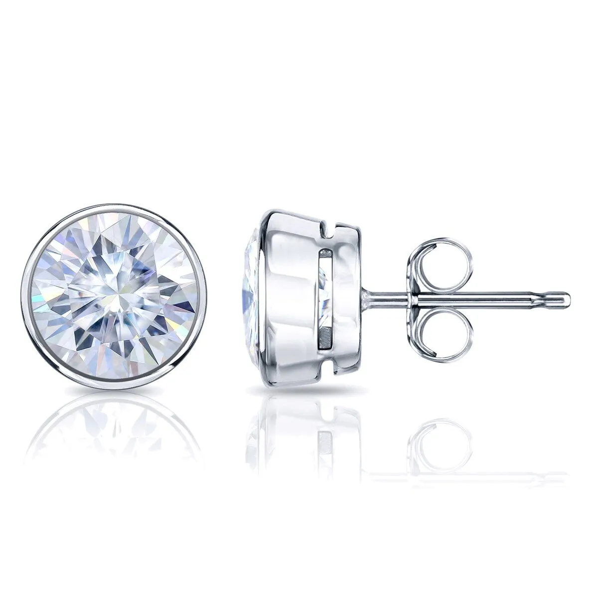 Auriya Platinum 5ctw Bezel-set Round Moissanite Stud Earrings sold by Zulily product image thumbnail 3