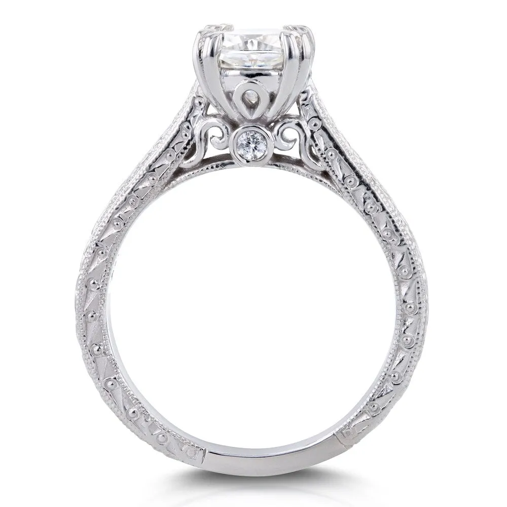 Annello by Kobelli 14k White Gold 1 Carat Round Brilliant Diamond Antique Engravings Engagement Ring (H-I, I1-I2) sold by Zulily product image thumbnail 3